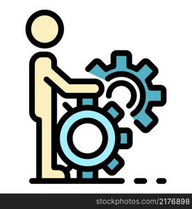 Efficient gear system skill icon. Outline efficient gear system skill vector icon color flat isolated. Efficient gear system skill icon color outline vector