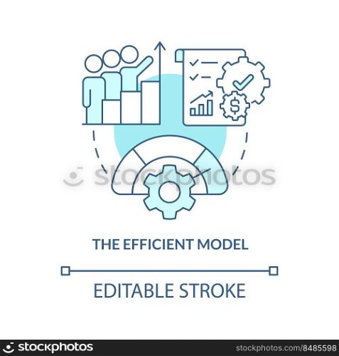 Efficient model turquoise concept icon. Business profit growth. Supply chain type abstract idea thin line illustration. Isolated outline drawing. Editable stroke. Arial, Myriad Pro-Bold fonts used. Efficient model turquoise concept icon
