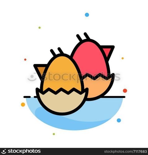 Egg, Baby, Easter, Nature Abstract Flat Color Icon Template