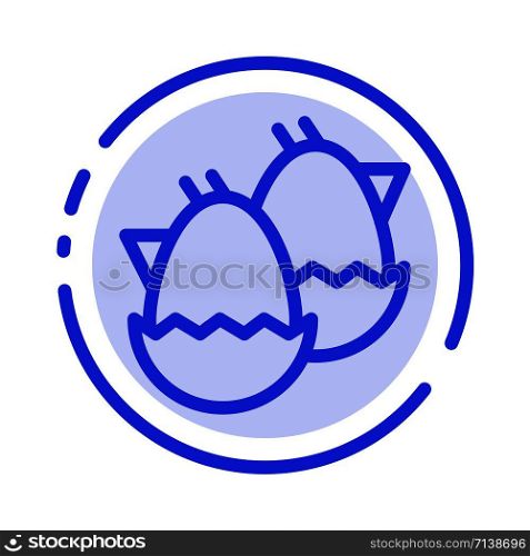 Egg, Baby, Easter, Nature Blue Dotted Line Line Icon