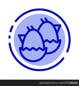 Egg, Baby, Easter, Nature Blue Dotted Line Line Icon