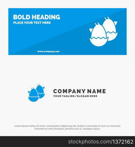 Egg, Baby, Easter, Nature SOlid Icon Website Banner and Business Logo Template