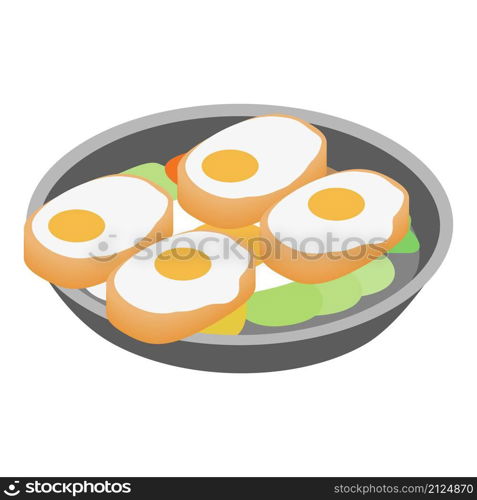 Egg bread icon isometric vector. Fresh delicious gyeran bbang. Traditional korean street food. Egg bread icon isometric vector. Fresh delicious gyeran bbang