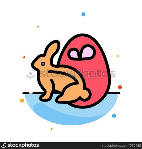 Egg, Bunny, Easter, Rabbit Abstract Flat Color Icon Template