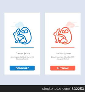 Egg, Bunny, Easter, Rabbit Blue and Red Download and Buy Now web Widget Card Template