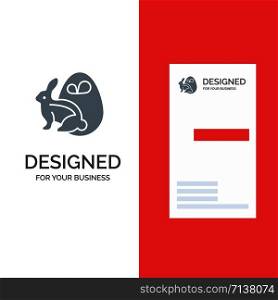 Egg, Bunny, Easter, Rabbit Grey Logo Design and Business Card Template