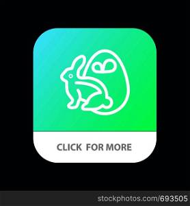 Egg, Bunny, Easter, Rabbit Mobile App Button. Android and IOS Line Version