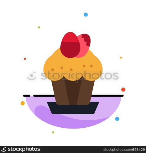 Egg, Cake, Cup, Food, Easter Abstract Flat Color Icon Template