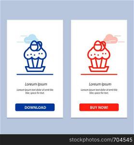 Egg, Cake, Cup, Food, Easter Blue and Red Download and Buy Now web Widget Card Template