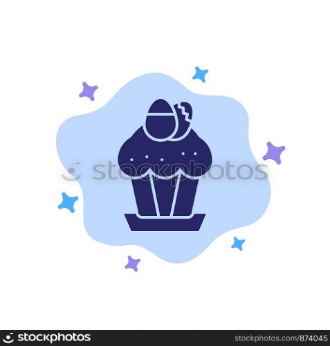 Egg, Cake, Cup, Food, Easter Blue Icon on Abstract Cloud Background