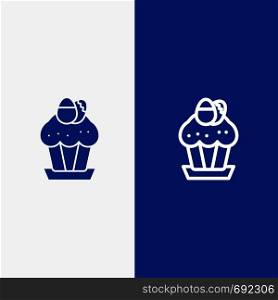 Egg, Cake, Cup, Food, Easter Line and Glyph Solid icon Blue banner Line and Glyph Solid icon Blue banner