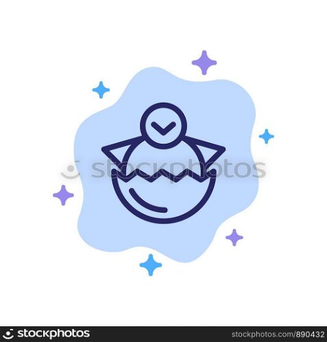 Egg, Chicken, Easter, Baby, Happy Blue Icon on Abstract Cloud Background