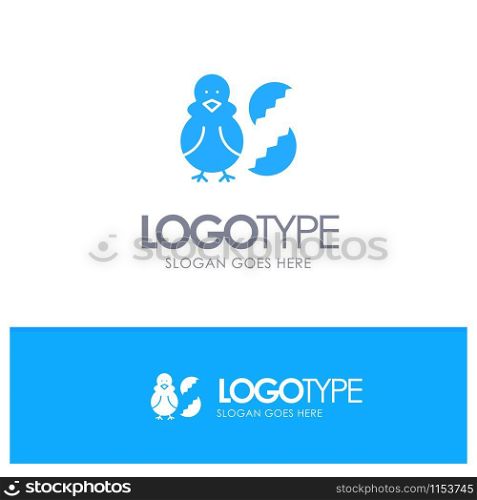 Egg, Chicken, Easter, Baby, Happy Blue Solid Logo with place for tagline