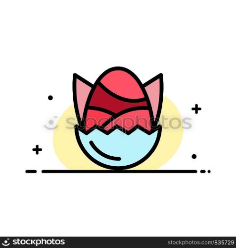 Egg, Chicken, Easter, Baby, Happy Business Flat Line Filled Icon Vector Banner Template