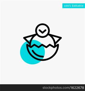Egg, Chicken, Easter, Baby, Happy turquoise highlight circle point Vector icon