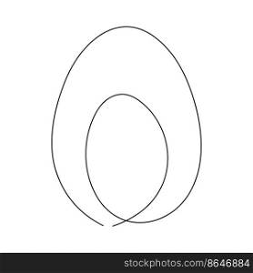 Egg continuous one line drawing. Easter egg linear symbol. Vector illustration isolated on white.. Egg continuous one line drawing