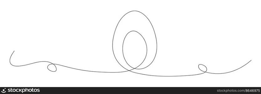 Egg continuous one line drawing. Easter egg linear symbol. Vector illustration isolated on white.. Egg continuous one line drawing.