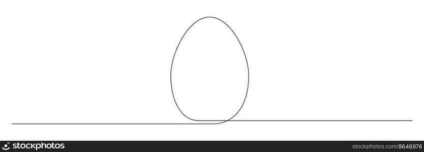 Egg continuous one line drawing. Easter egg linear symbol. Vector illustration isolated on white.. Egg continuous one line drawing.
