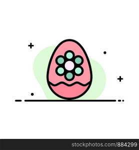 Egg, Decoration, Easter, Flower, Plant Business Flat Line Filled Icon Vector Banner Template