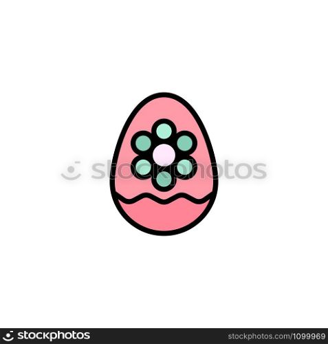Egg, Decoration, Easter, Flower, Plant Business Logo Template. Flat Color