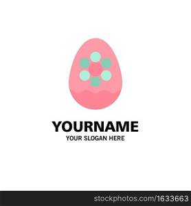 Egg, Decoration, Easter, Flower, Plant Business Logo Template. Flat Color