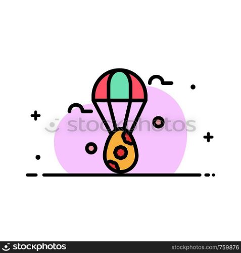 Egg, Ear, Balloon, Easter Business Flat Line Filled Icon Vector Banner Template
