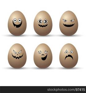 Egg easter character vector cartoon emotion face illustration set happy isolated cute funny