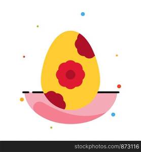 Egg, Easter, Flower Abstract Flat Color Icon Template