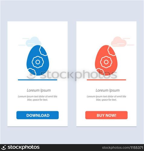 Egg, Easter, Flower Blue and Red Download and Buy Now web Widget Card Template