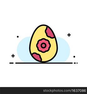 Egg, Easter, Flower  Business Flat Line Filled Icon Vector Banner Template