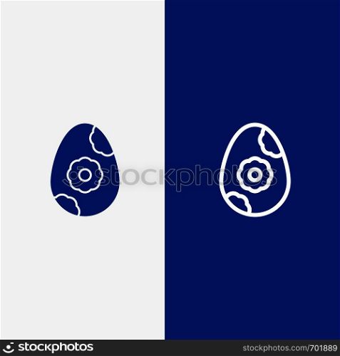 Egg, Easter, Flower Line and Glyph Solid icon Blue banner Line and Glyph Solid icon Blue banner