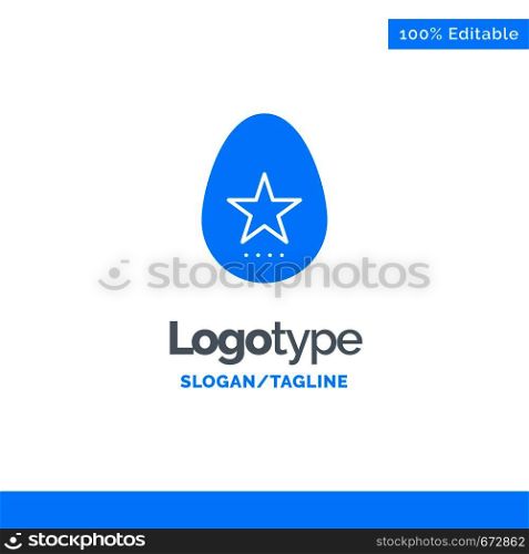 Egg, Easter, Holiday, Spring Blue Solid Logo Template. Place for Tagline