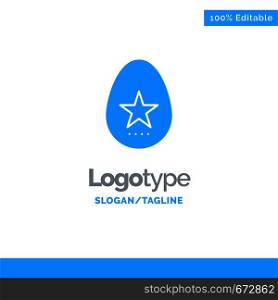 Egg, Easter, Holiday, Spring Blue Solid Logo Template. Place for Tagline
