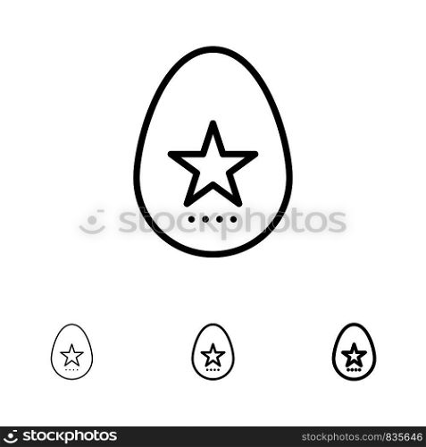 Egg, Easter, Holiday, Spring Bold and thin black line icon set