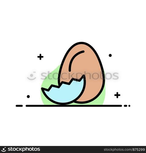Egg, Easter, Holiday, Spring Business Flat Line Filled Icon Vector Banner Template