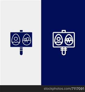 Egg, Eggs, Easter, Holiday Line and Glyph Solid icon Blue banner Line and Glyph Solid icon Blue banner