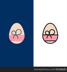 Egg, Gift, Spring, Eat Icons. Flat and Line Filled Icon Set Vector Blue Background