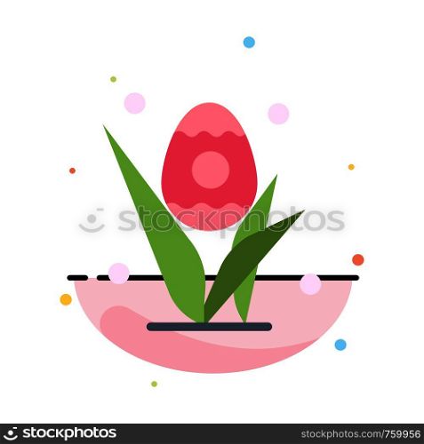 Egg, Grass, Holiday, Easter Abstract Flat Color Icon Template
