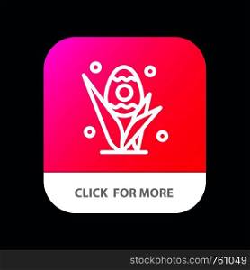 Egg, Grass, Holiday, Easter Mobile App Button. Android and IOS Line Version