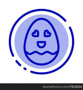 Egg, Happy, Easter Blue Dotted Line Line Icon