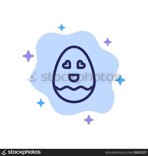 Egg, Happy, Easter Blue Icon on Abstract Cloud Background