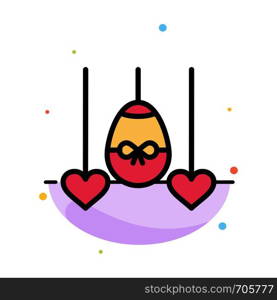 Egg, Heart, Easter, Holiday Abstract Flat Color Icon Template