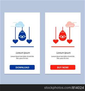 Egg, Heart, Easter, Holiday Blue and Red Download and Buy Now web Widget Card Template
