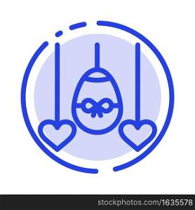 Egg, Heart, Easter, Holiday Blue Dotted Line Line Icon
