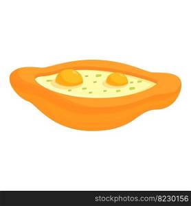 Egg khachapuri icon cartoon vector. Bread cuisine. Dish butter. Egg khachapuri icon cartoon vector. Bread cuisine