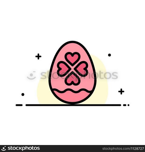 Egg, Love, Heart, Easter Business Flat Line Filled Icon Vector Banner Template