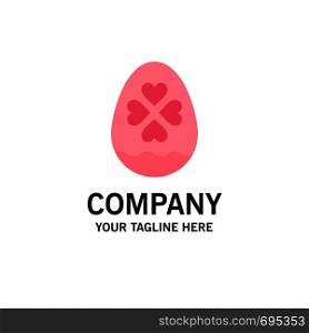 Egg, Love, Heart, Easter Business Logo Template. Flat Color