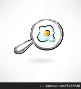 egg on the pan grunge icon