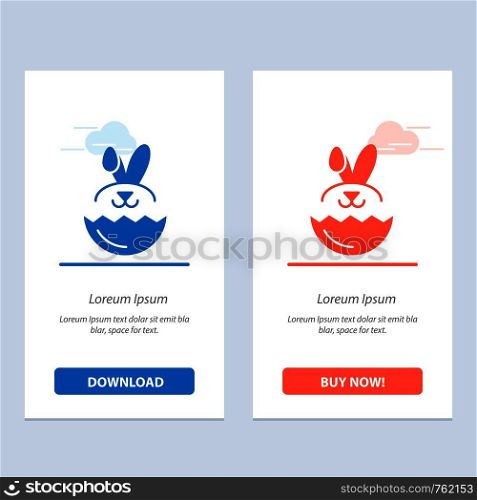 Egg, Rabbit, Easter Blue and Red Download and Buy Now web Widget Card Template
