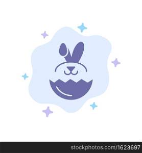 Egg, Rabbit, Easter Blue Icon on Abstract Cloud Background